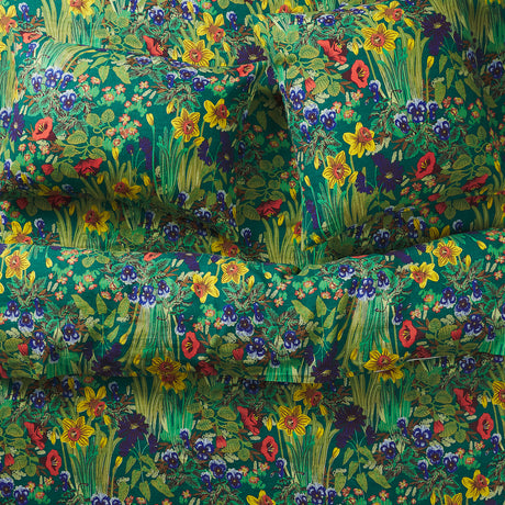 Babette Linen Sheets - Verdant Flat Sheet / Queen