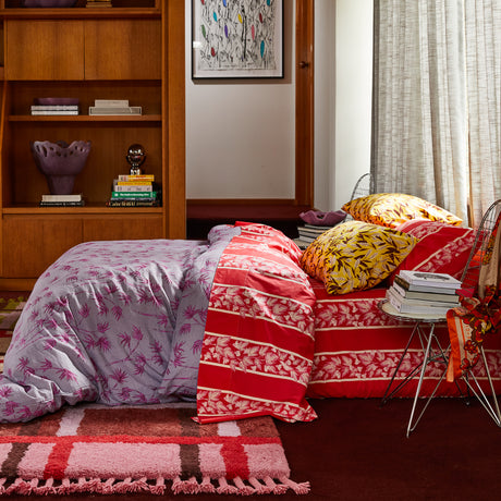 Agata Cotton Sheets - Vermillion Flat Sheet / Single