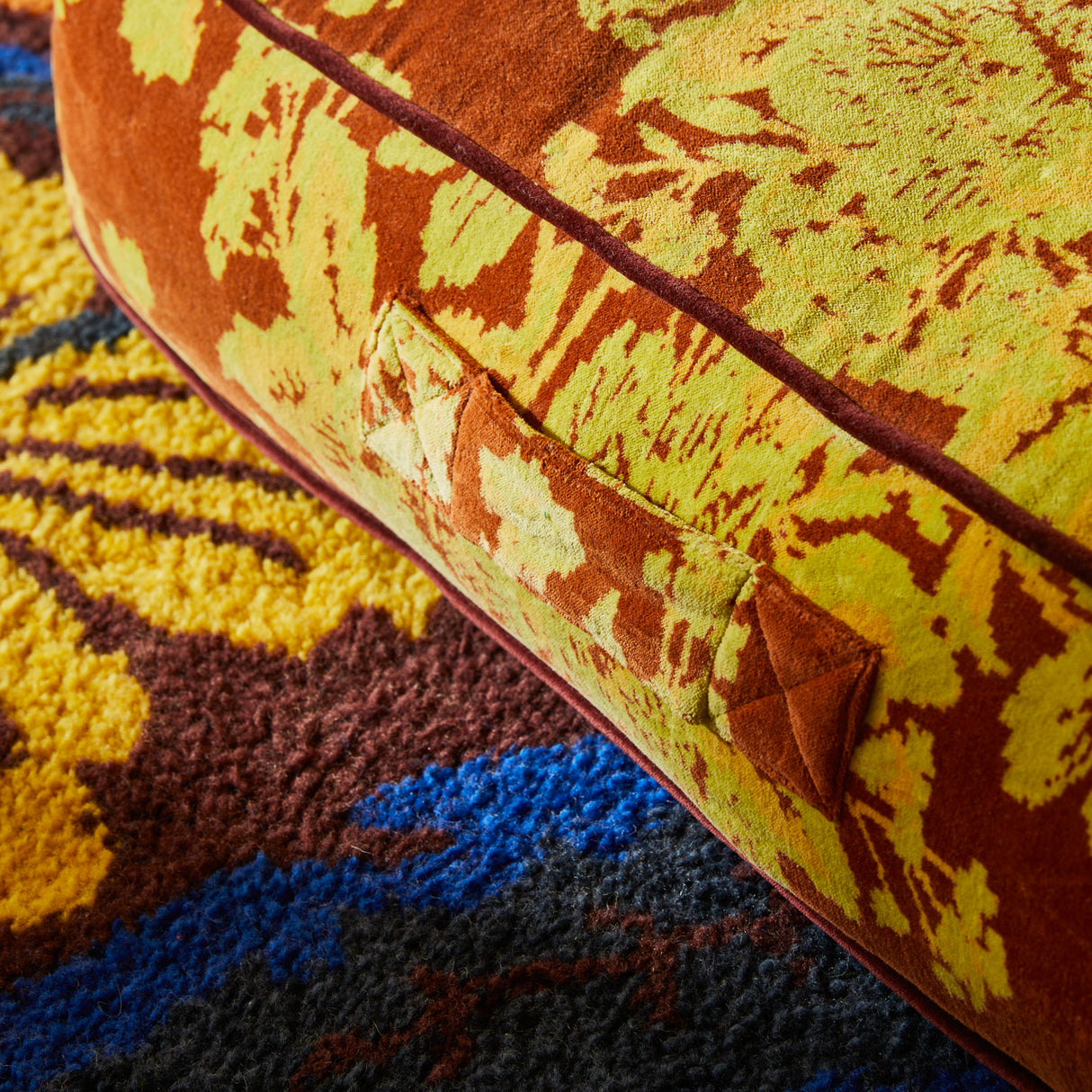 Hazel Velvet Floor Cushion - Russet