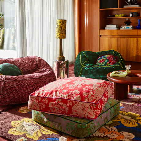 Hazel Velvet Floor Cushion - Vermillion