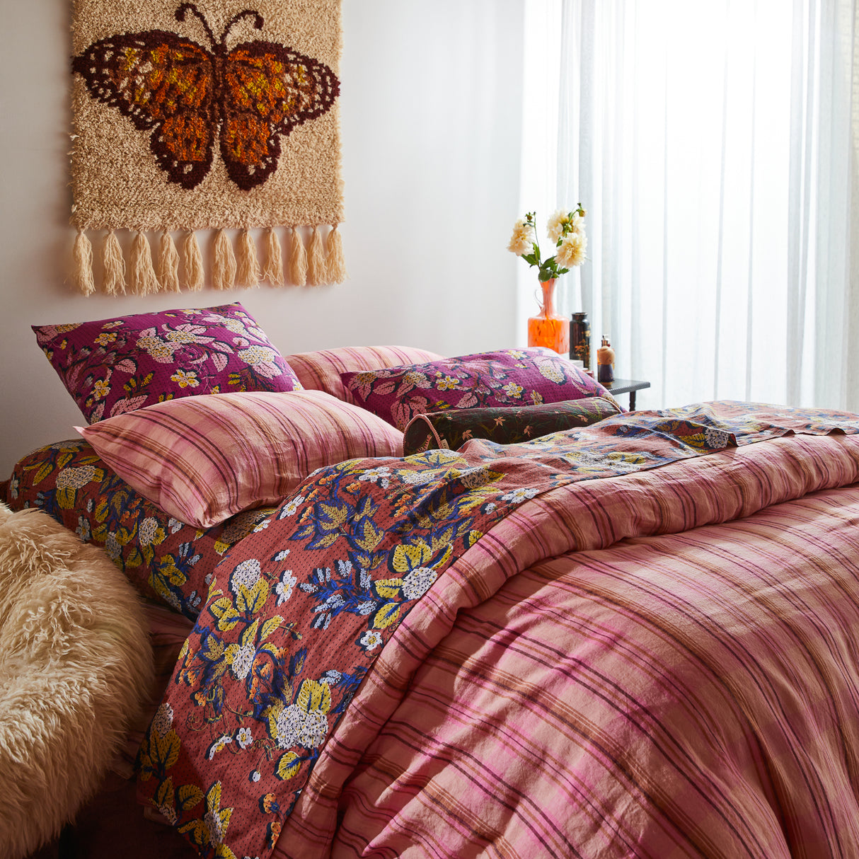 Heidi Linen Euro Pillowcase Set - Mulberry