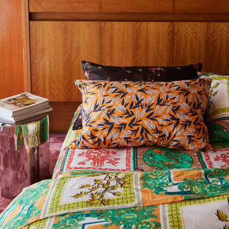 Lina Cotton Pillowcase Set - Marigold Standard