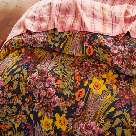 Babette Linen Quilt Cover - Ink Queen