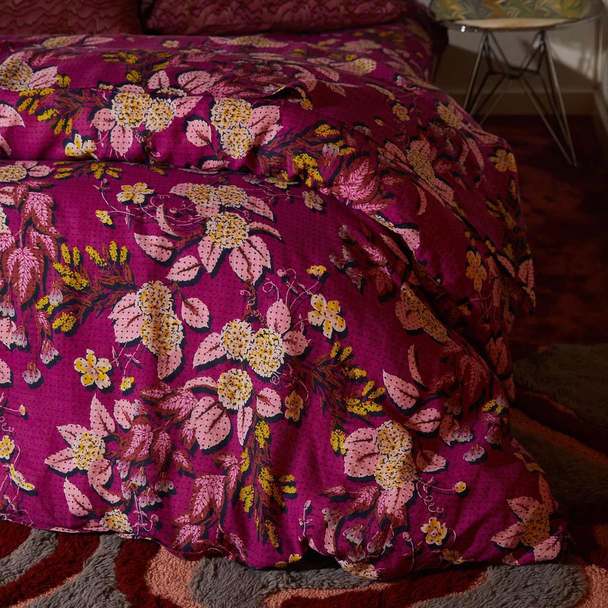 Heidi Linen Quilt Cover - Mulberry Queen