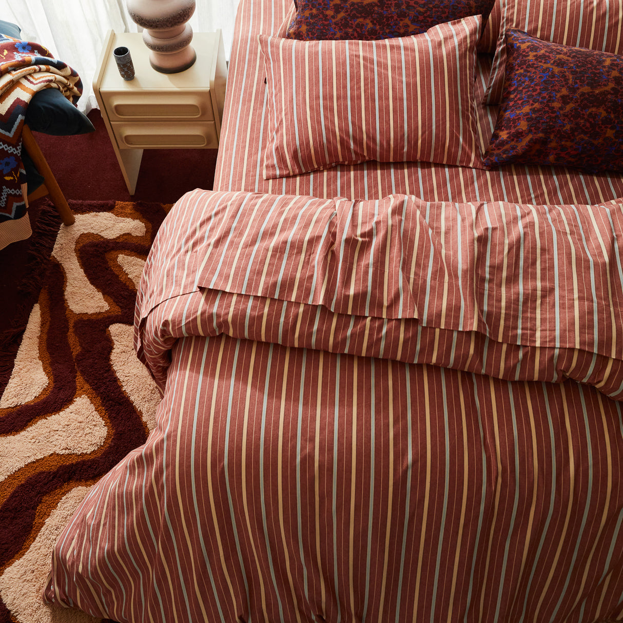 Leon Cotton Quilt Cover - Burnt Sienna Single