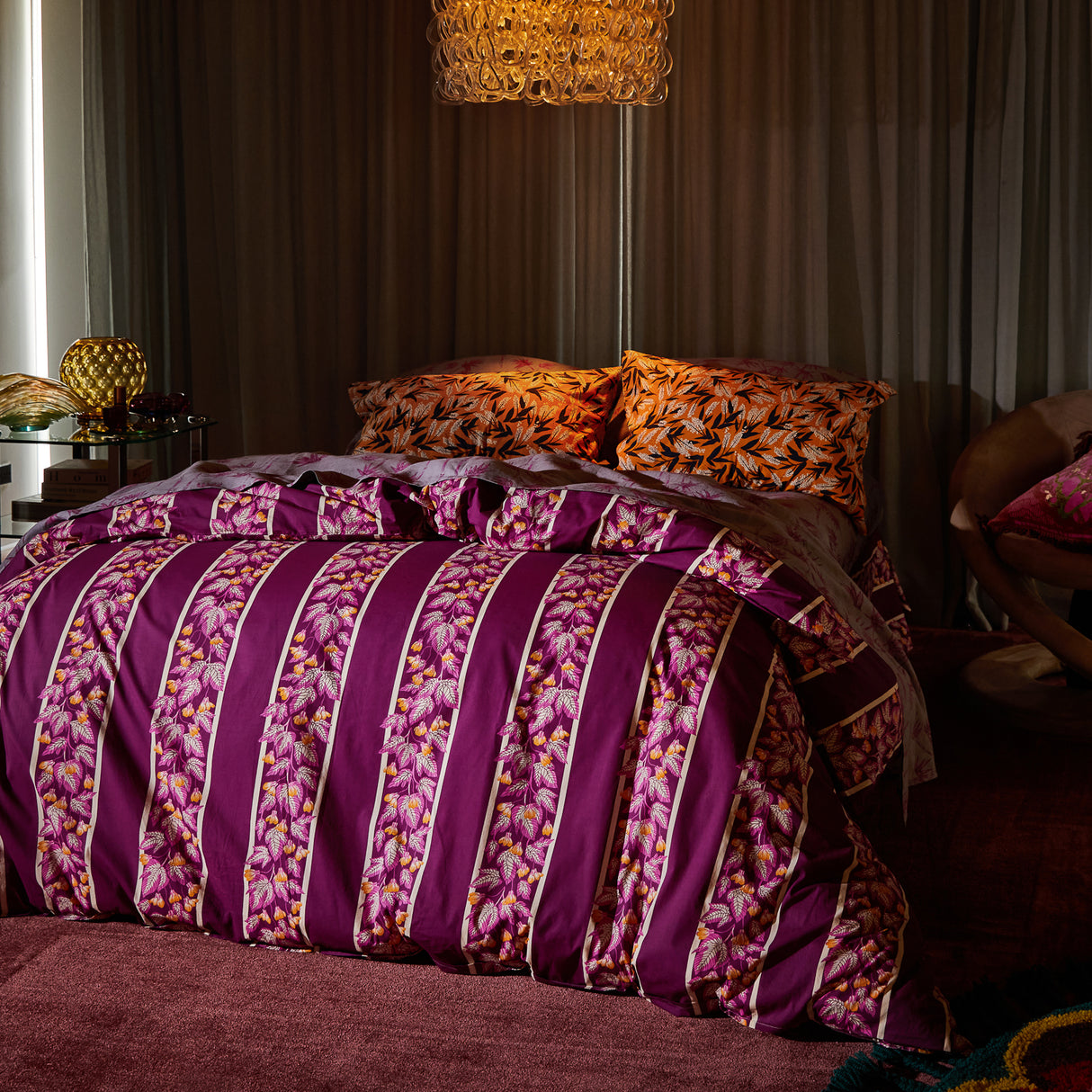 Agata Cotton Quilt Cover - Mulberry Single