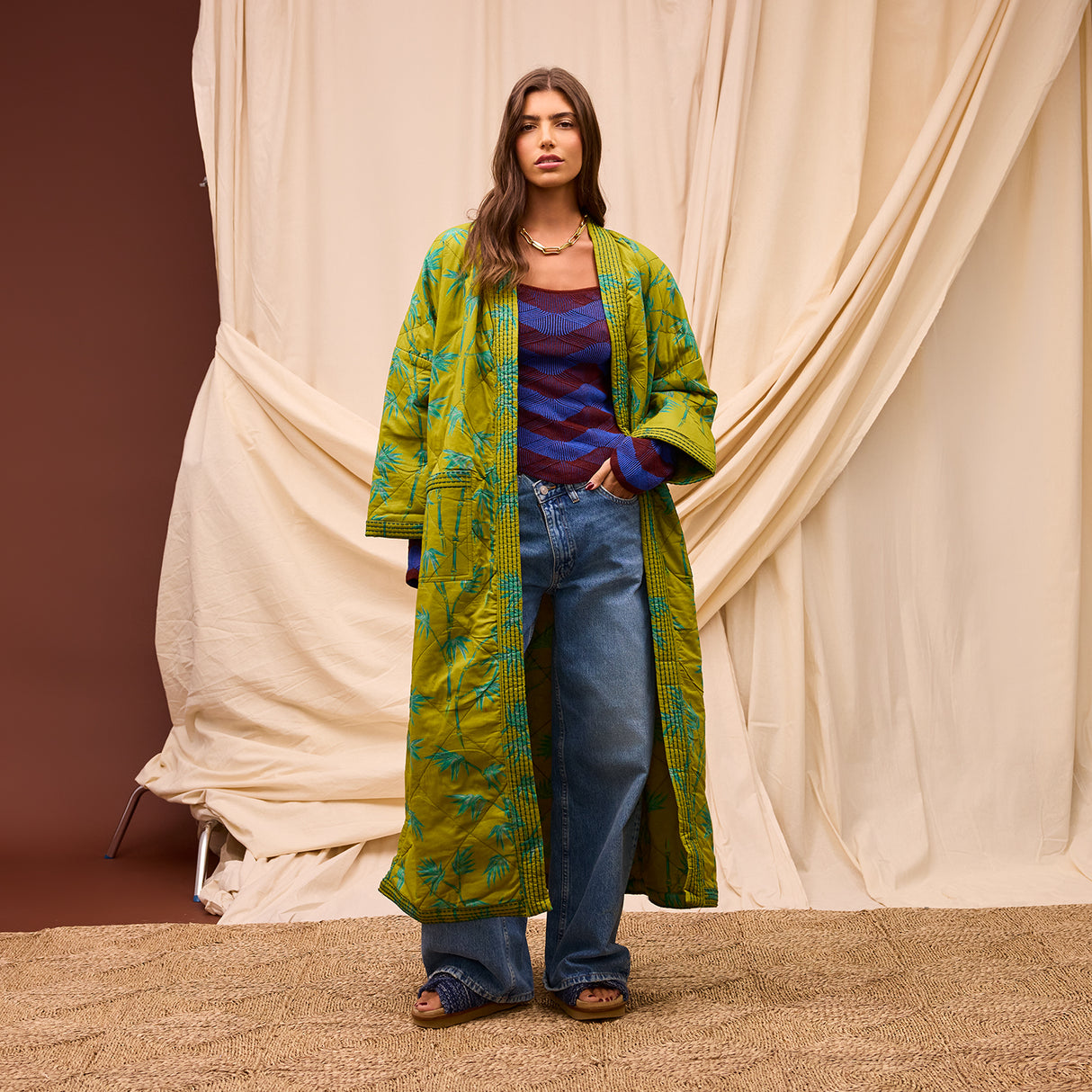 Aneta Quilted Robe - Juniper Small