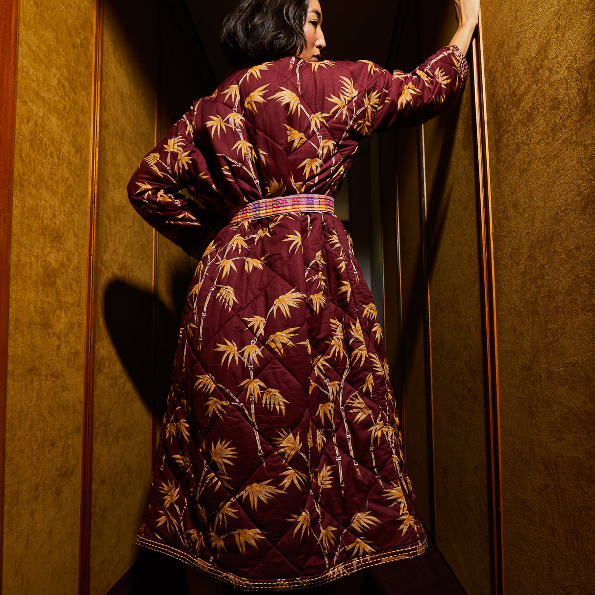 Aneta Quilted Robe - Rosewood Small