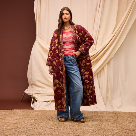 Aneta Quilted Robe - Rosewood Small