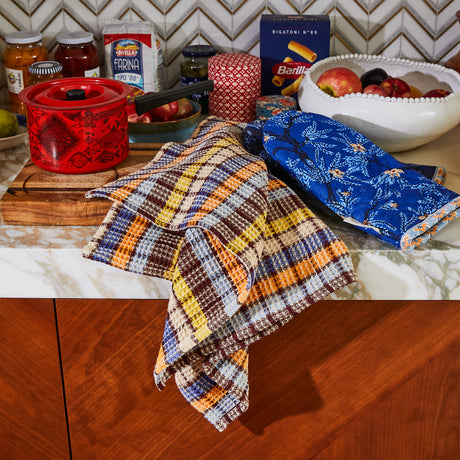 Stela Check Tea Towel - Cornflower