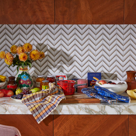 Stela Check Tea Towel - Cornflower