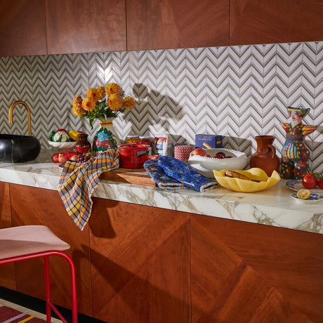 Stela Check Tea Towel - Cornflower