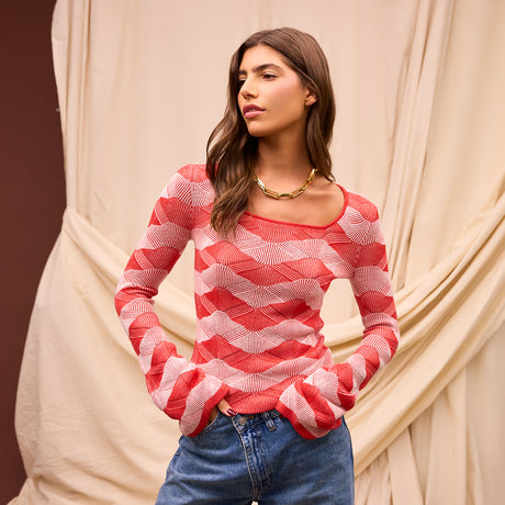 Ingrid Knit Top - Vermillion XS