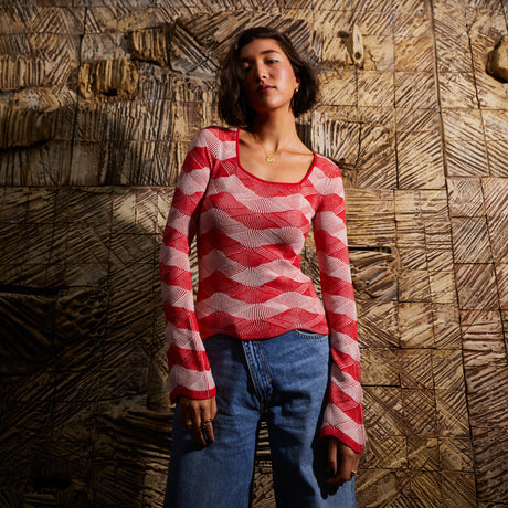 Ingrid Knit Top - Vermillion XS