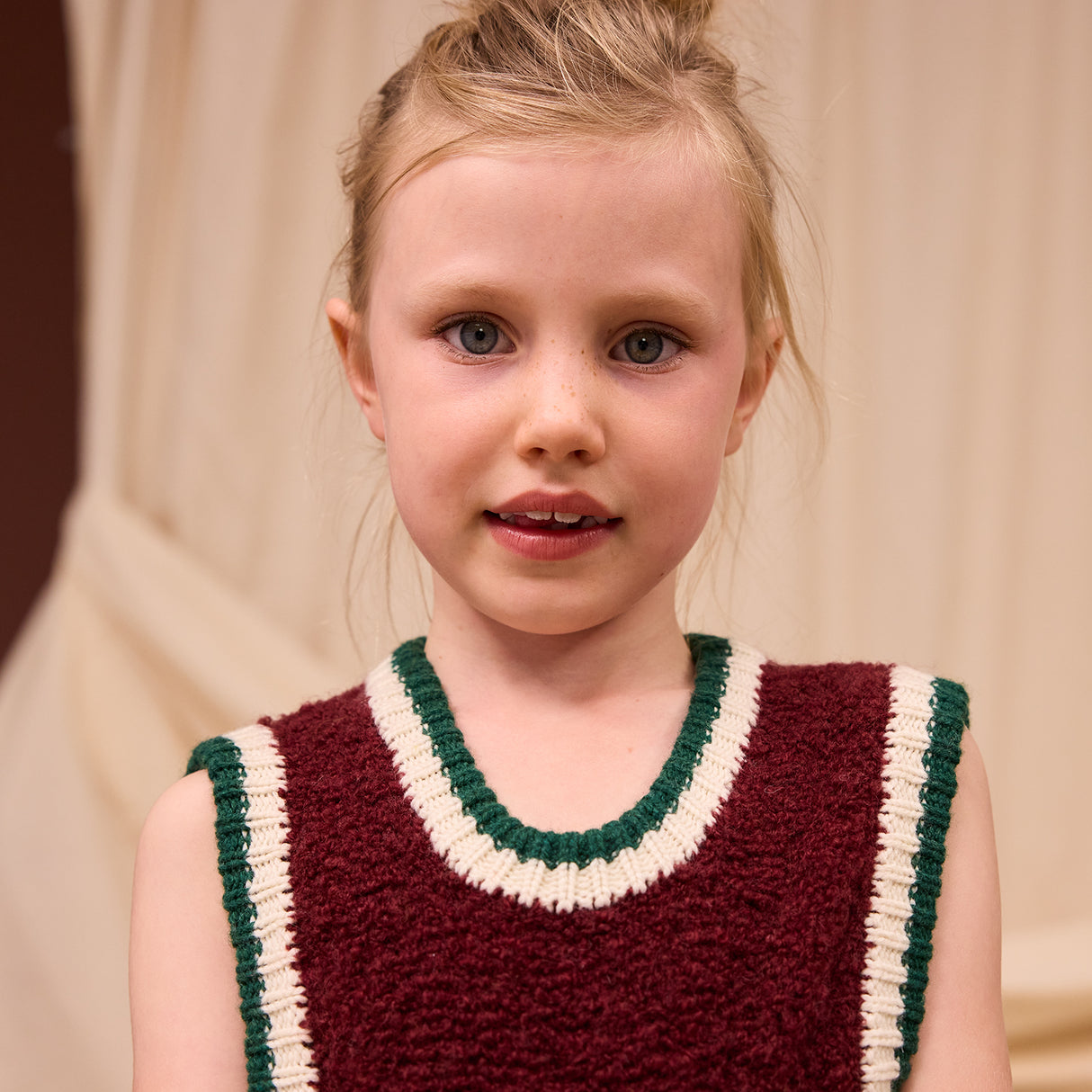 Eleni Kids Knit Vest - Rosewood 3