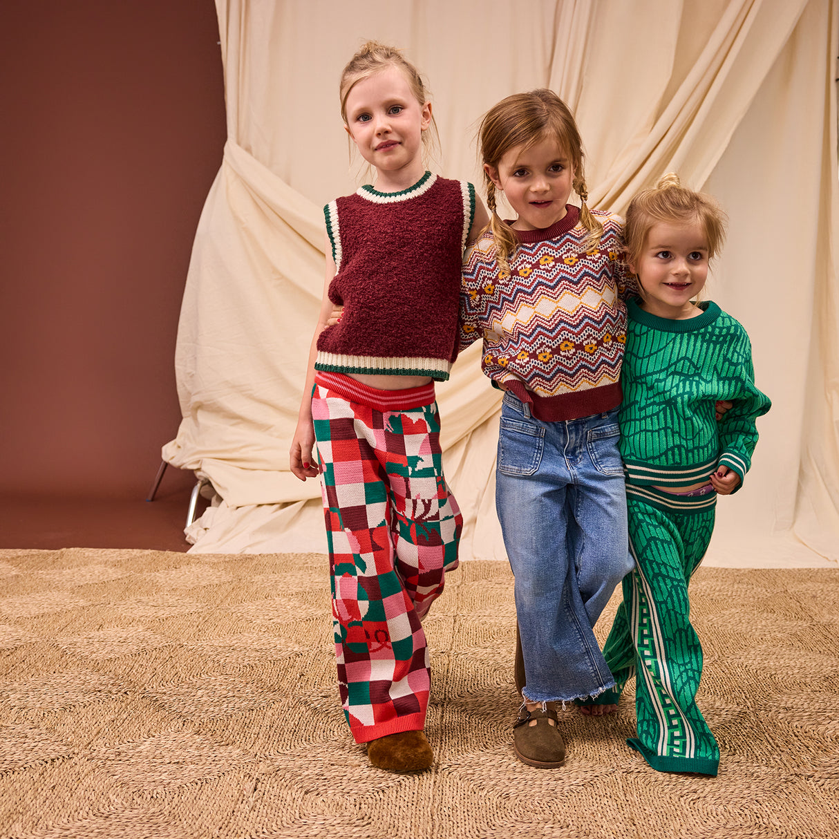 Eleni Kids Knit Vest - Rosewood 3