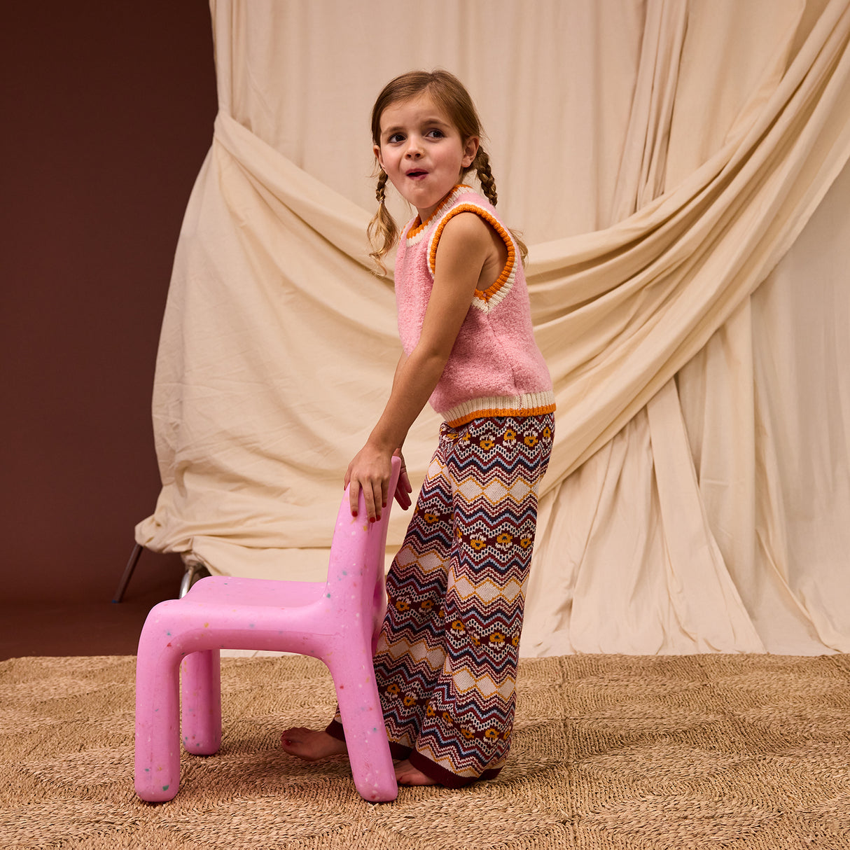 Eleni Kids Knit Vest - Blush 3