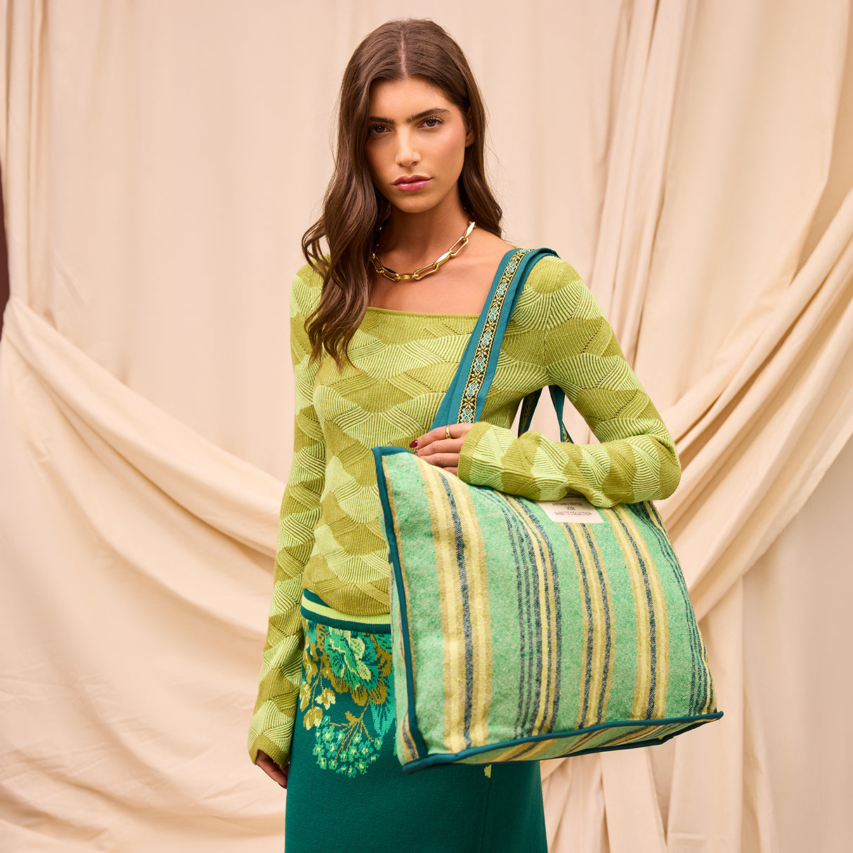 Nicolette Woven Tote Bag - Spring Green