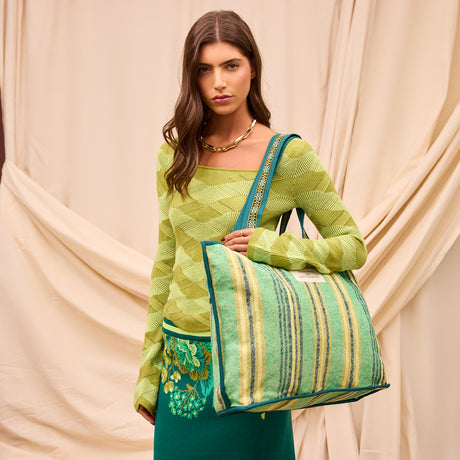 Nicolette Woven Tote Bag - Spring Green