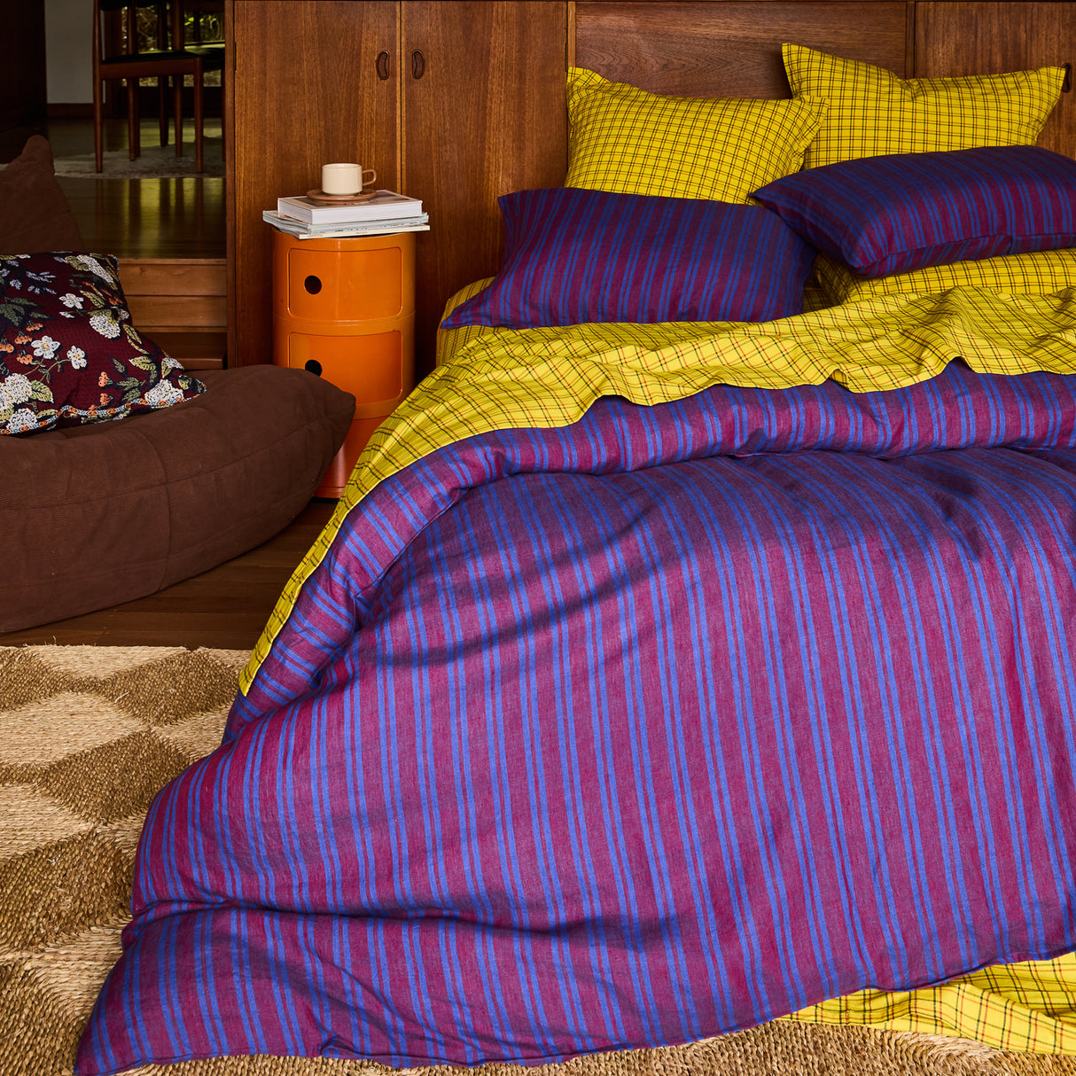 Nadine Linen Quilt Cover - Burnt Sienna Single