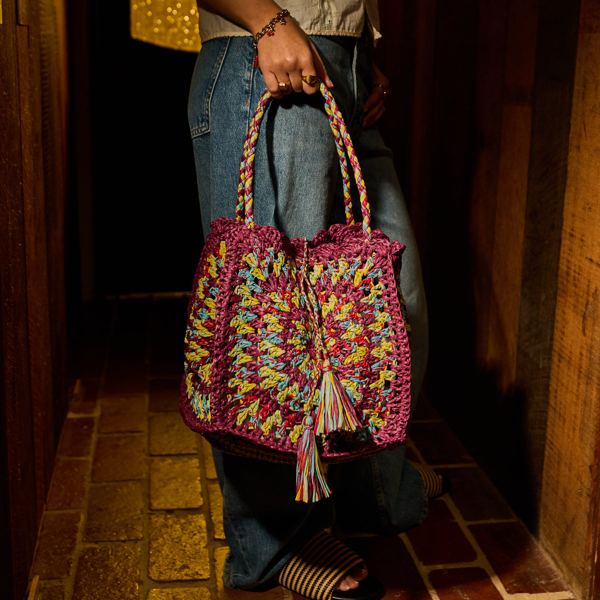 Solara Crochet Bag - Burnt Cherry