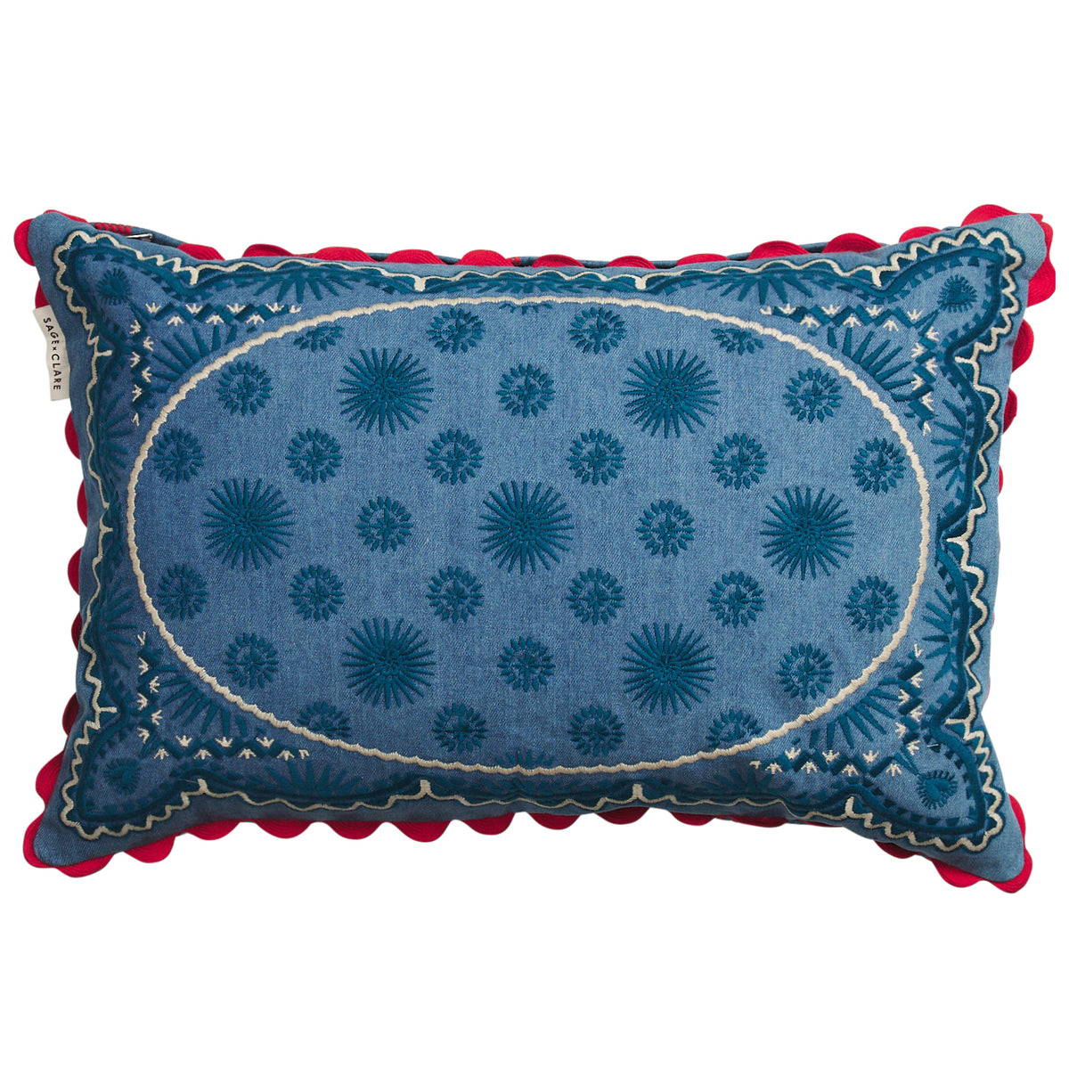 Anneliese Reversible Denim Cushion - Poppy Feather Insert