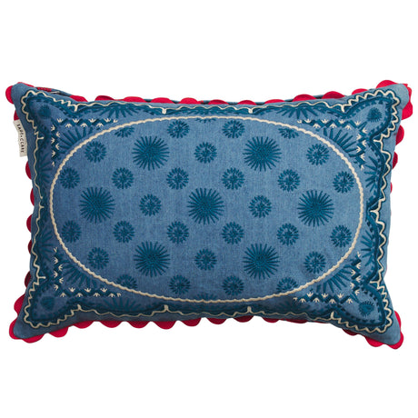 Anneliese Reversible Denim Cushion - Poppy Feather Insert
