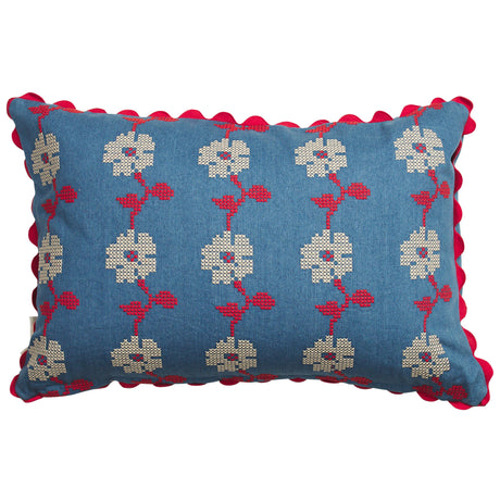 Anneliese Reversible Denim Cushion - Poppy Feather Insert