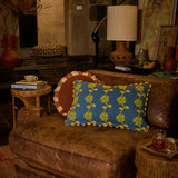 Anneliese Reversible Denim Cushion - Peridot Feather Insert