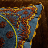 Anneliese Reversible Denim Cushion - Peridot Feather Insert