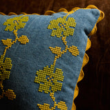 Anneliese Reversible Denim Cushion - Peridot Feather Insert