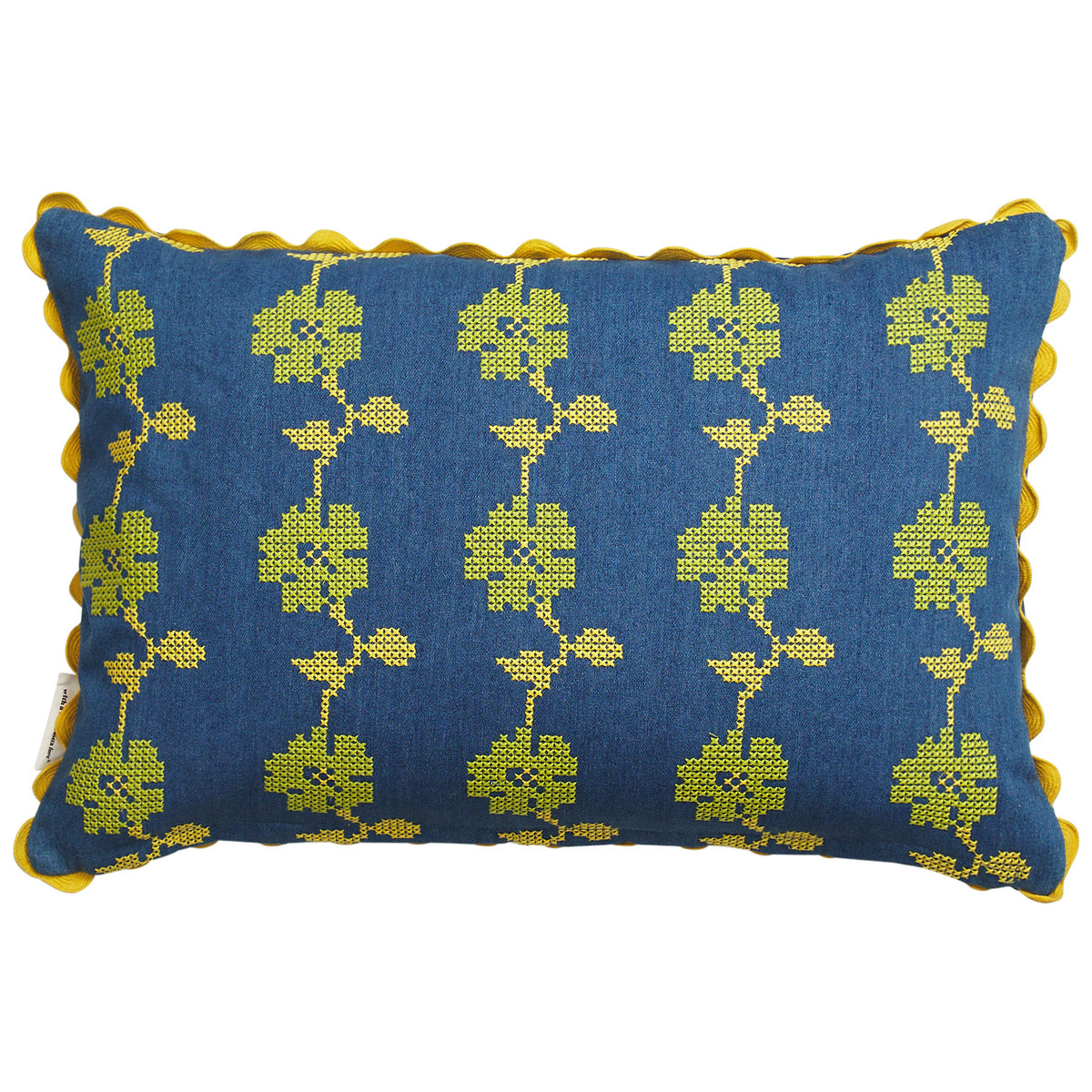 Anneliese Reversible Denim Cushion - Peridot Feather Insert