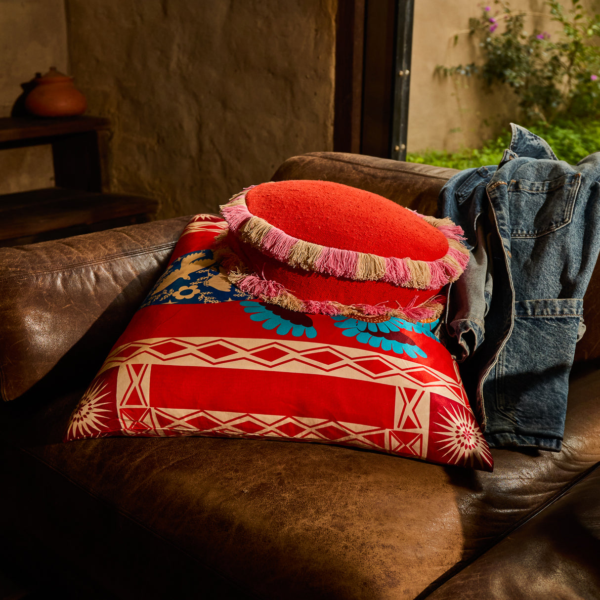 Reese Round Cushion - Poppy Feather Insert