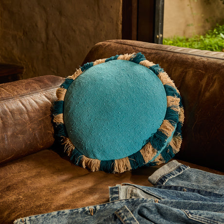 Reese Round Cushion - Turquoise Feather Insert