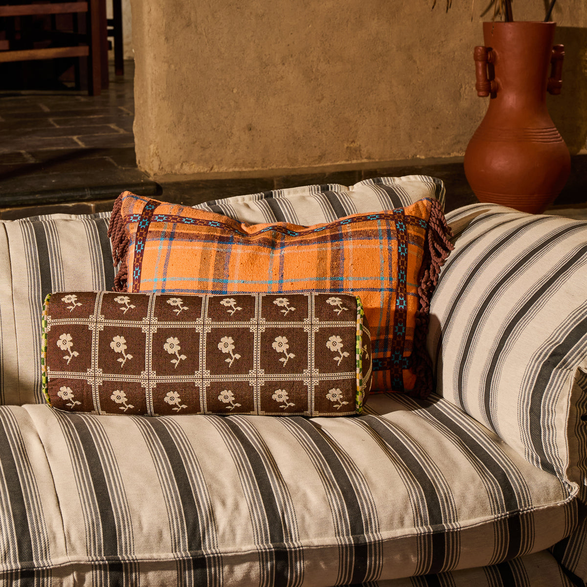 Bonny Jacquard Bolster Cushion Feather Insert
