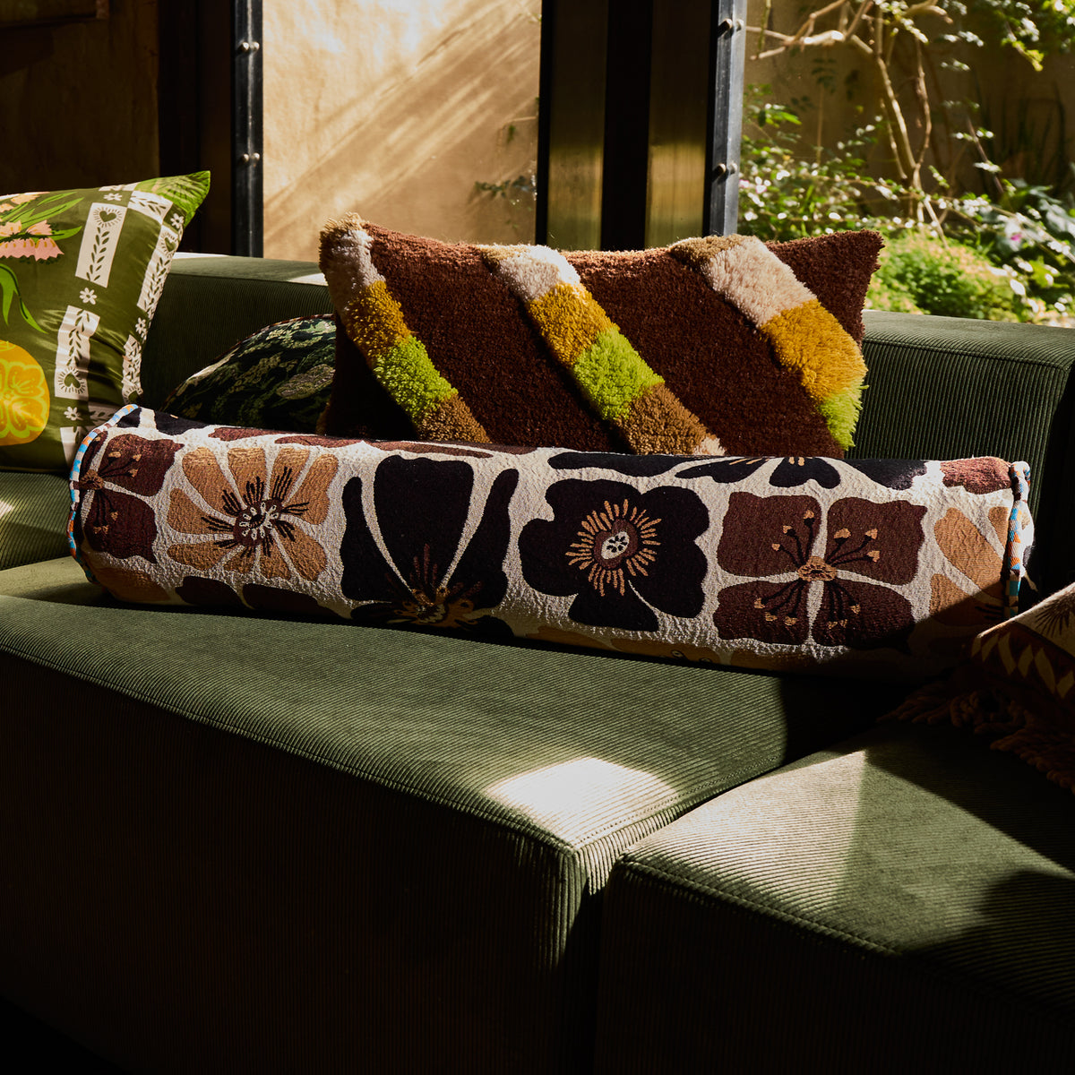 Jolene Jacquard Bolster Cushion Feather Insert