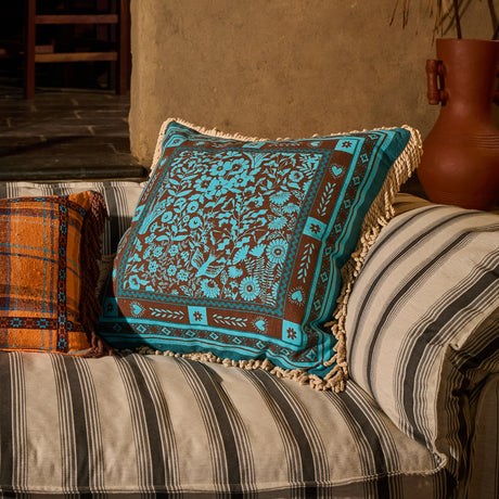 Odessa Reversible Cushion - Turquoise Feather Insert