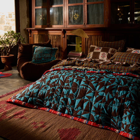 Odessa Reversible Cushion - Turquoise Feather Insert