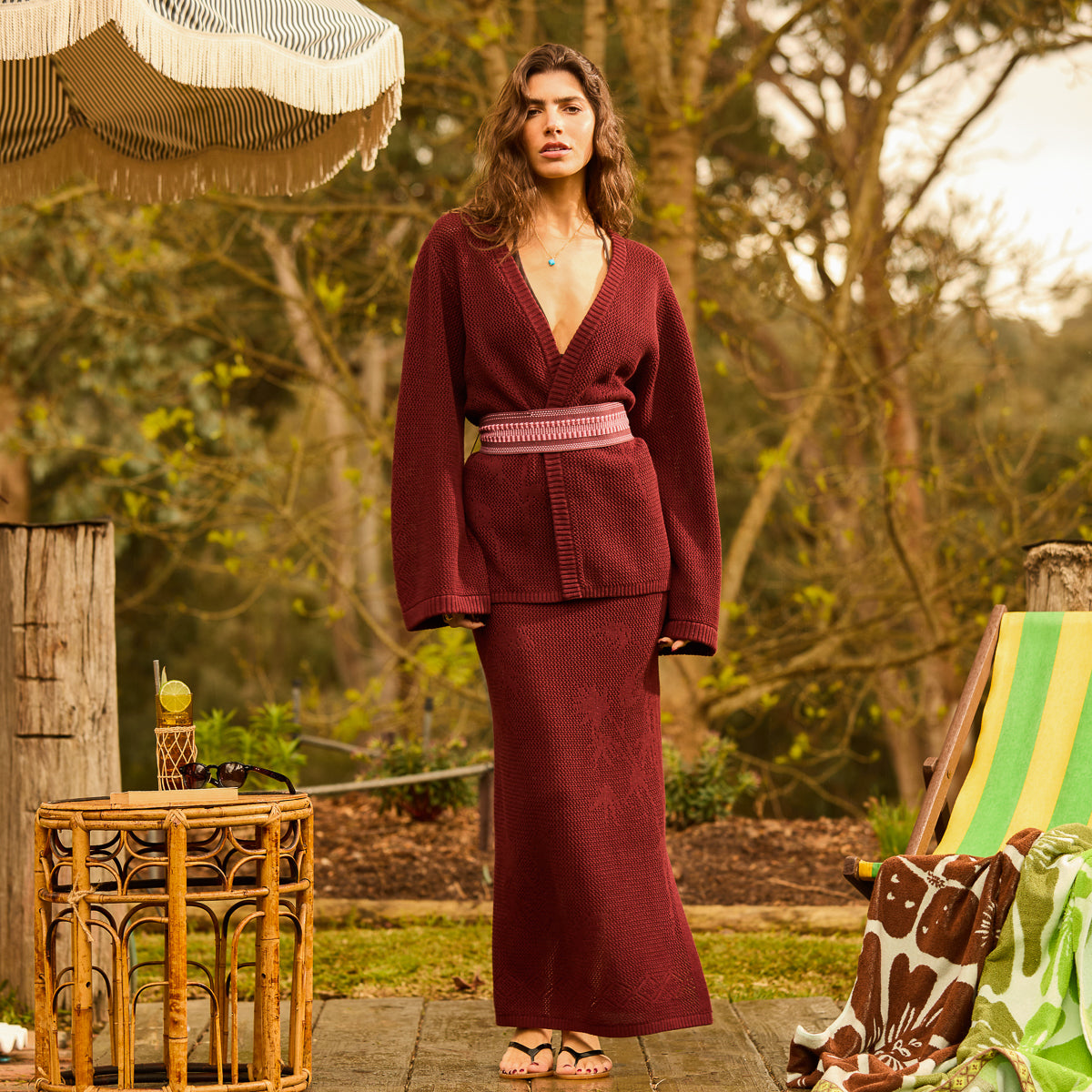 Aneta Knit Skirt - Rosewood XS