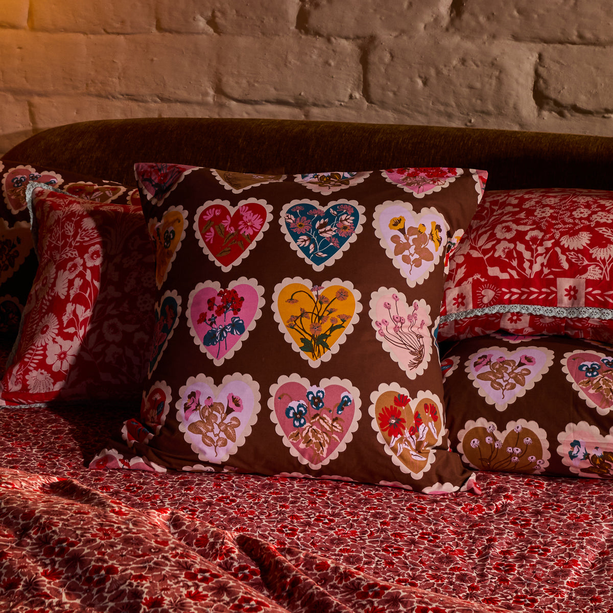 Loretta Cotton Euro Pillowcase Set - Umber