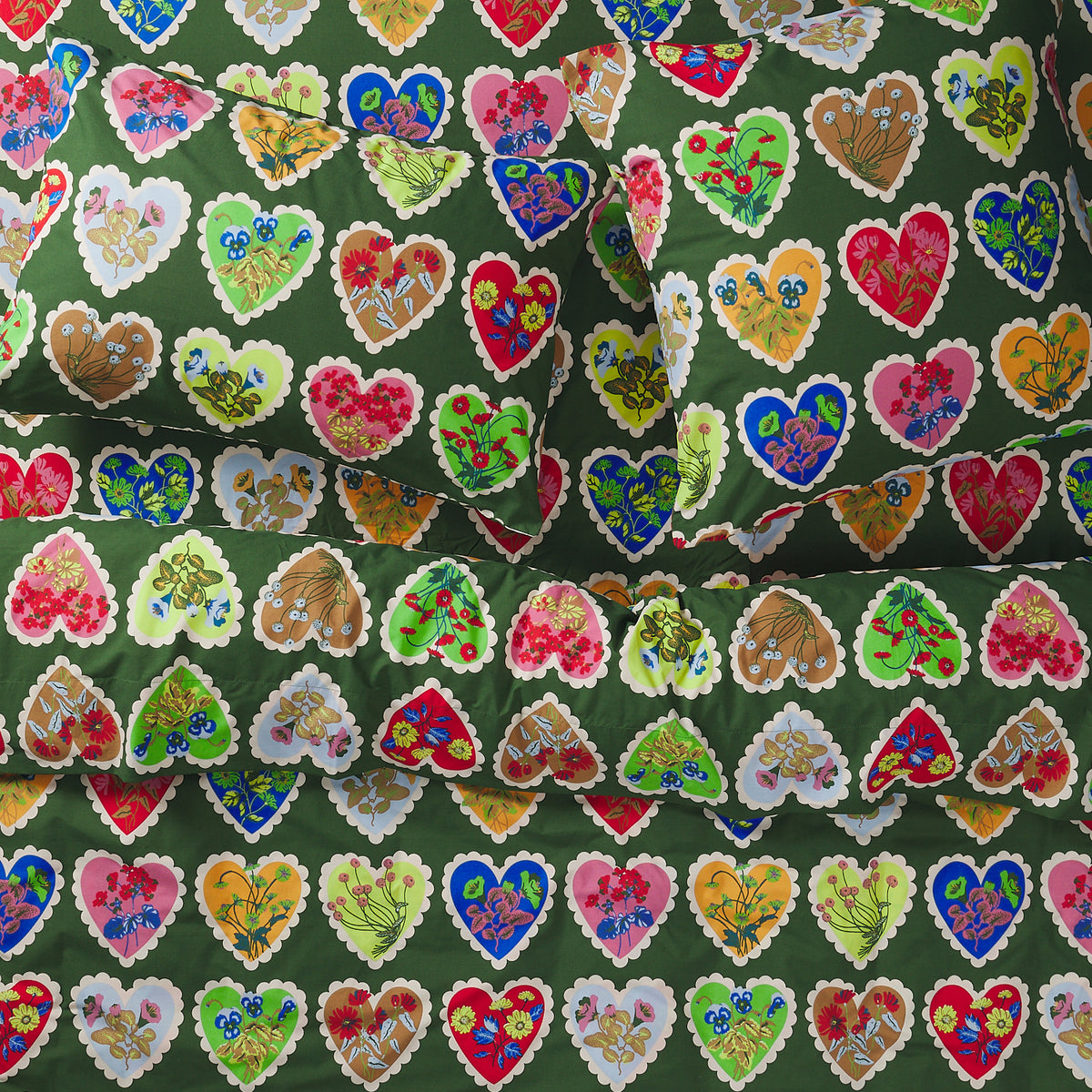 Loretta Cotton Pillowcase Set - Hunter Green Standard