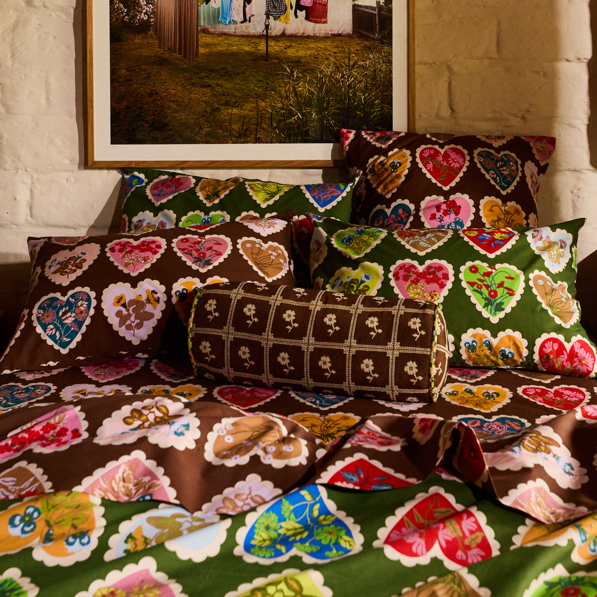 Loretta Cotton Pillowcase Set - Hunter Green Standard