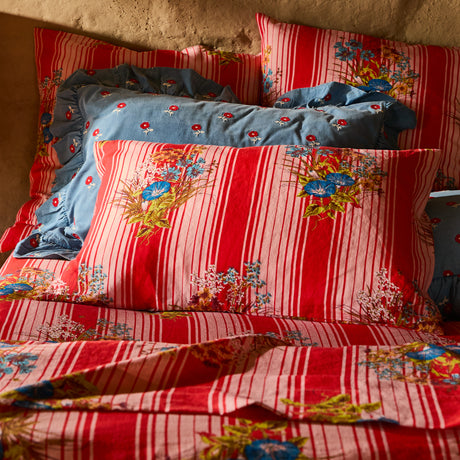 Dempsey Linen Pillowcase Set - Poppy Standard