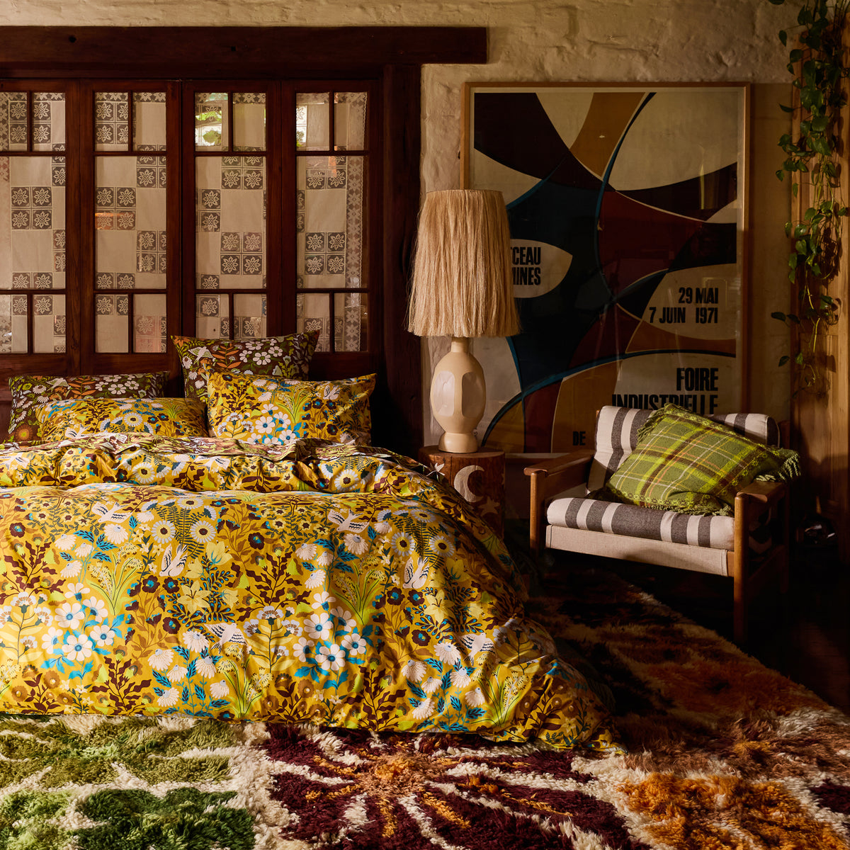 Sloane Cotton Quilt Cover - Ochre Single