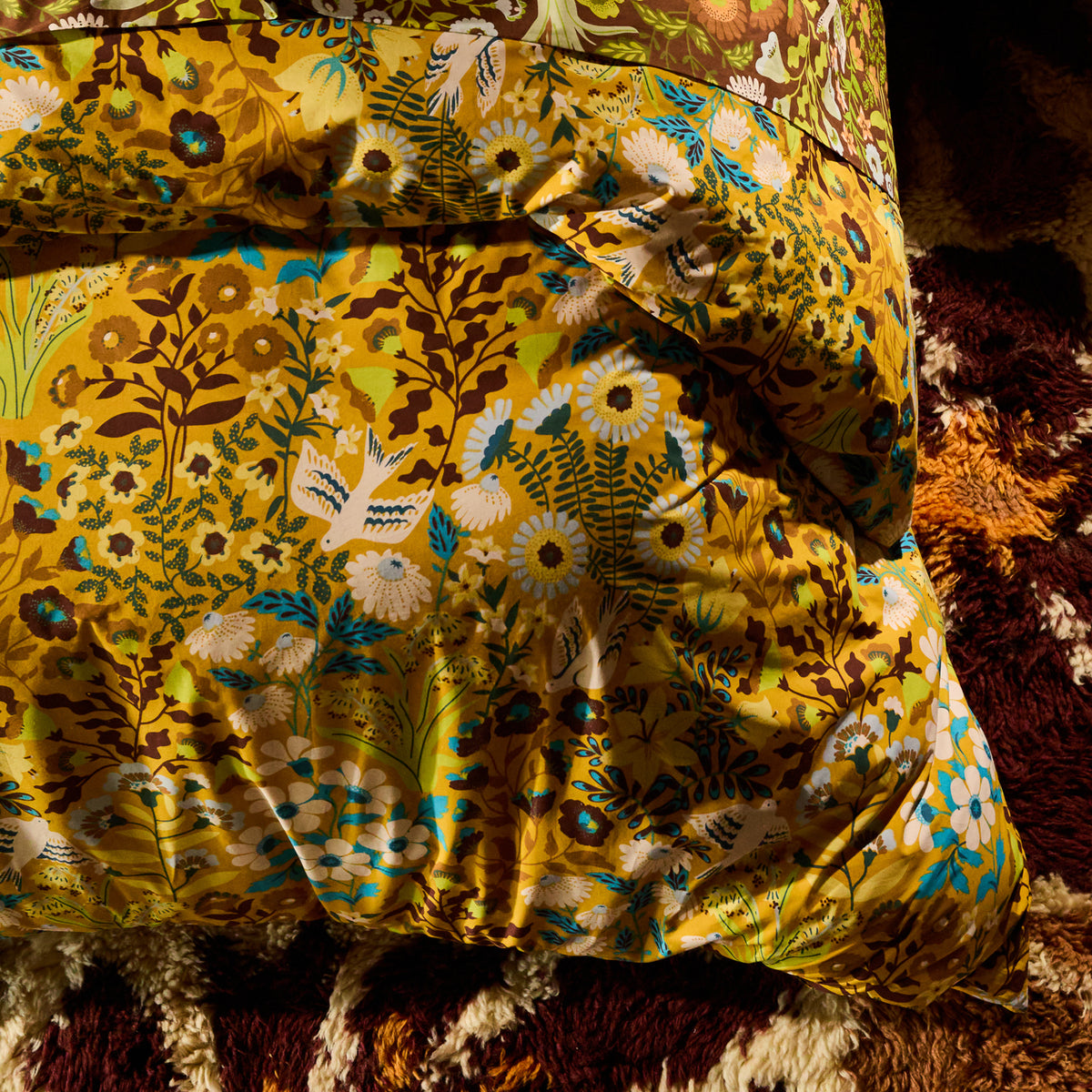 Sloane Cotton Quilt Cover - Ochre Single