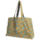 Magnolia Reversible Cotton Tote Bag - Turquoise