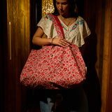 Magnolia Reversible Cotton Tote Bag - Poppy
