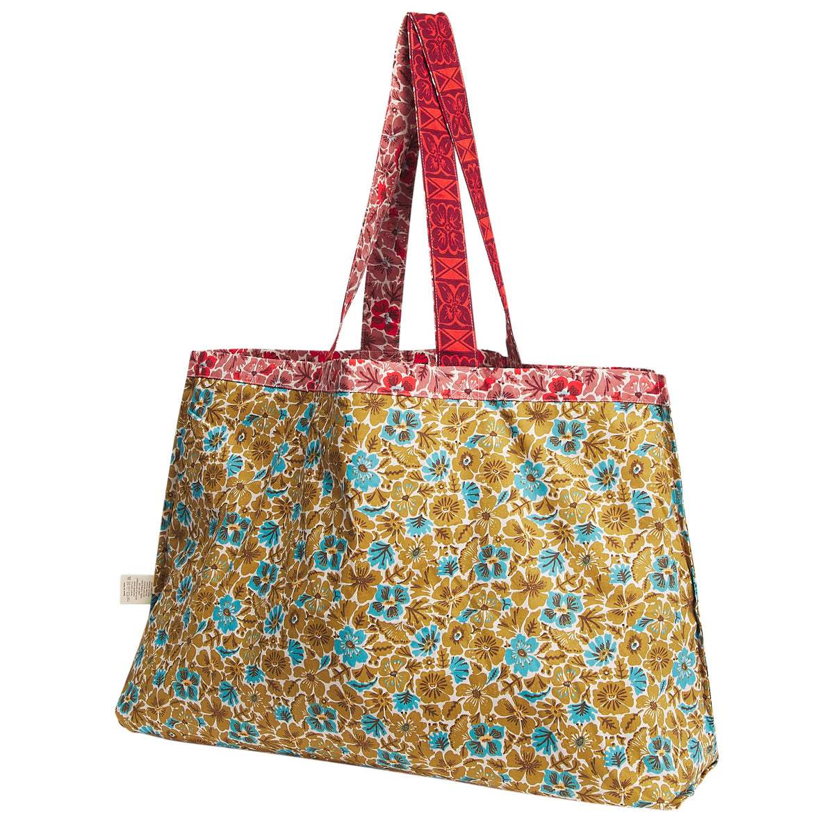 Magnolia Reversible Cotton Tote Bag - Poppy