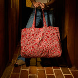 Magnolia Reversible Cotton Tote Bag - Poppy