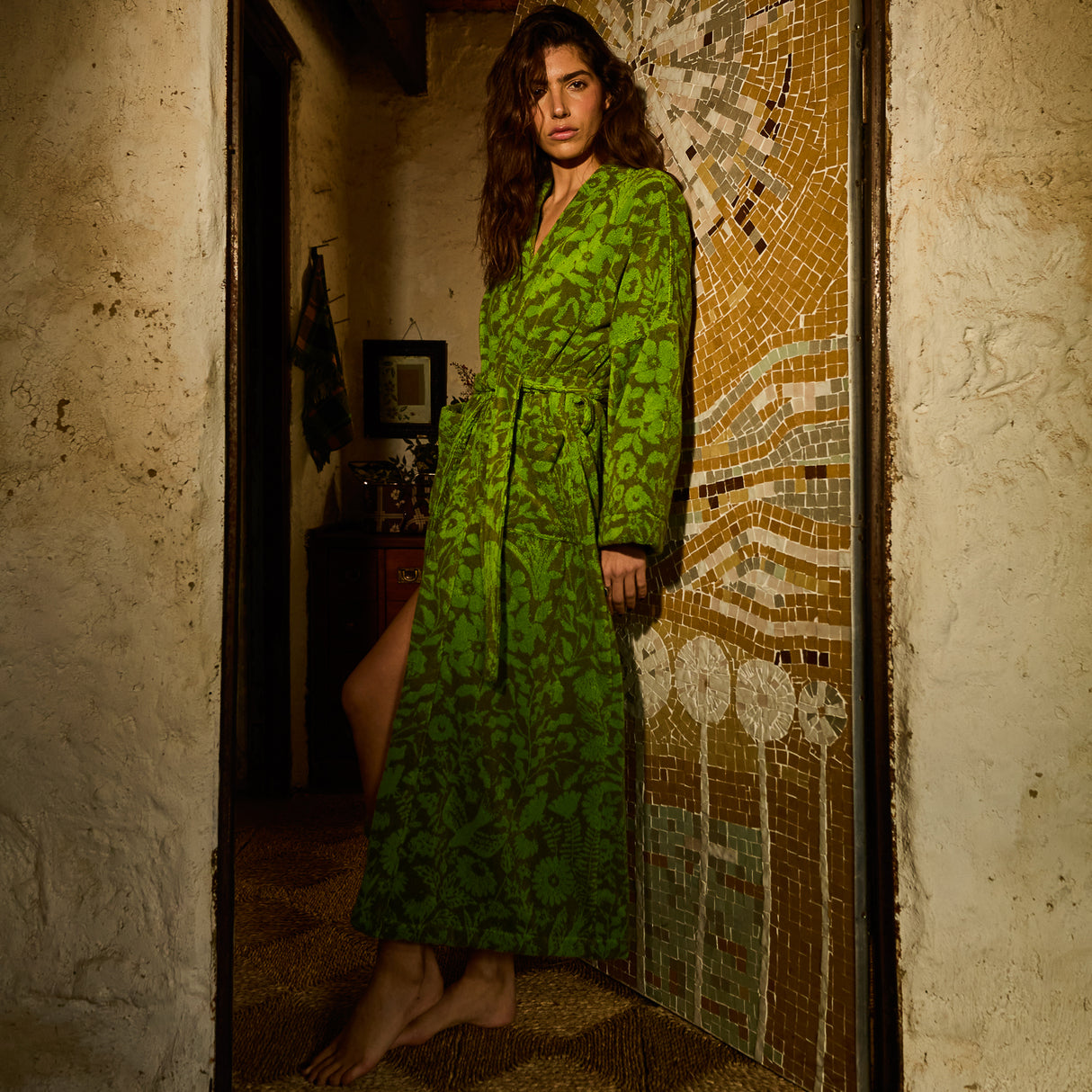 Indiana Towelling Robe - Cactus Green XS/S